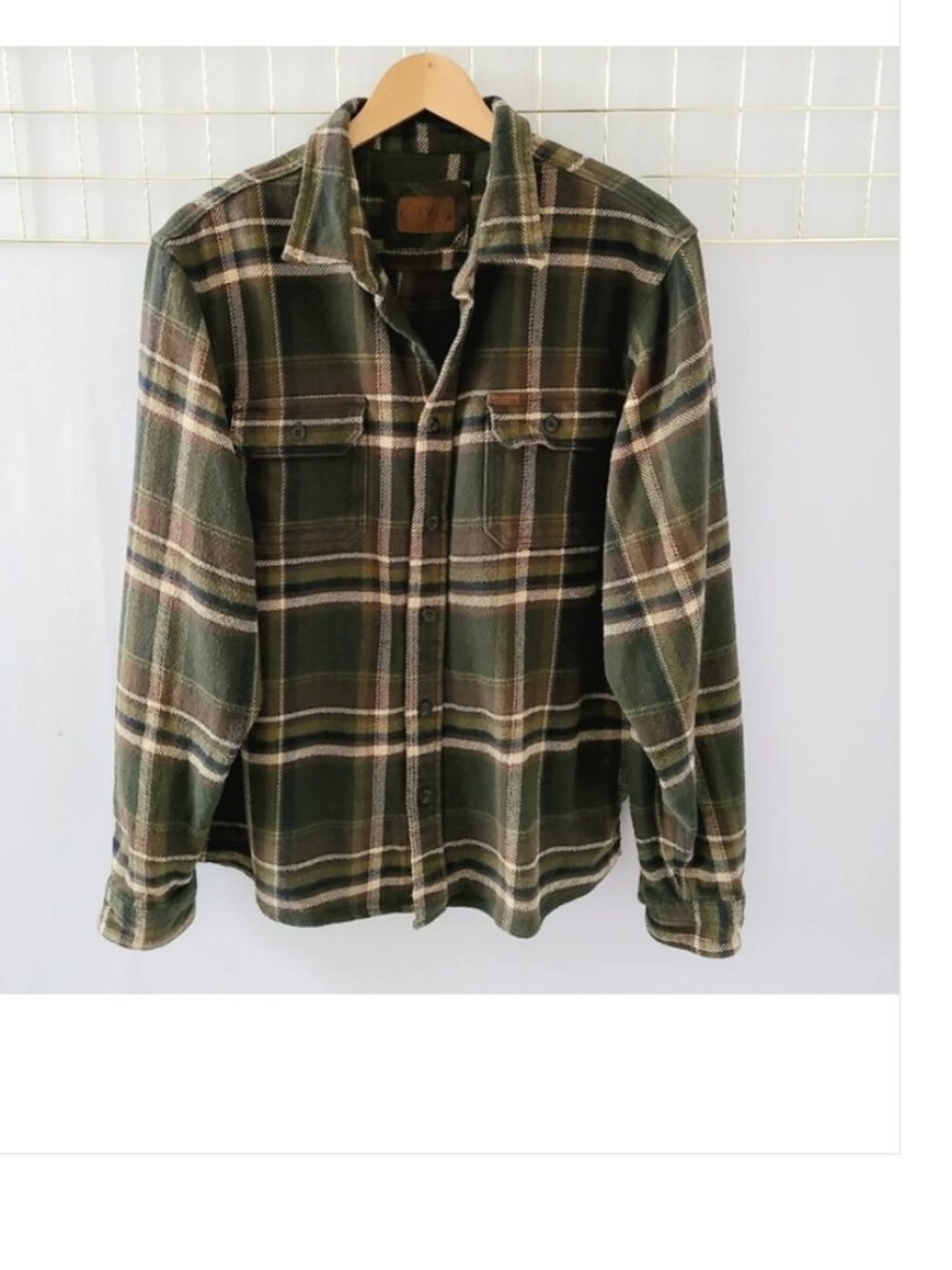 Orvis Heavyweight Green Brown Plaid Button Down Shirt Jacket